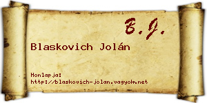 Blaskovich Jolán névjegykártya
