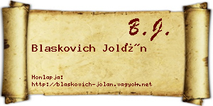 Blaskovich Jolán névjegykártya